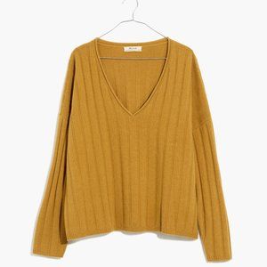 Madewell (Re)sourced Cashmere Stitched-Rib V-Neck Sweater